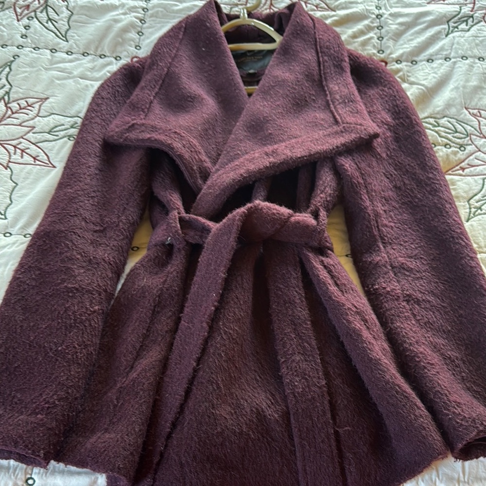 Women's Burgundy Wool Blend Coat